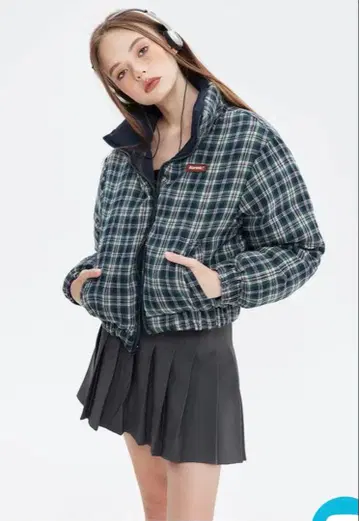 mush wear 리버서블 체크 패턴 숏 자켓