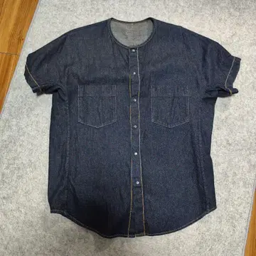 uru 노카라 데님 반팔 셔츠