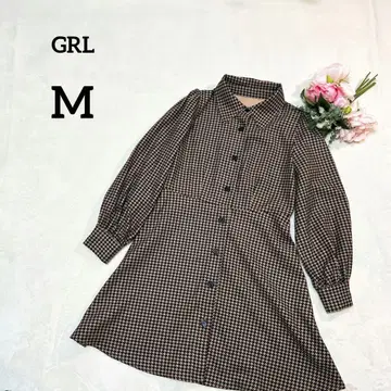 새상품급 그레일 셔츠 원피스 M 블랙 긴팔 무릎 기장 하운드투스 007