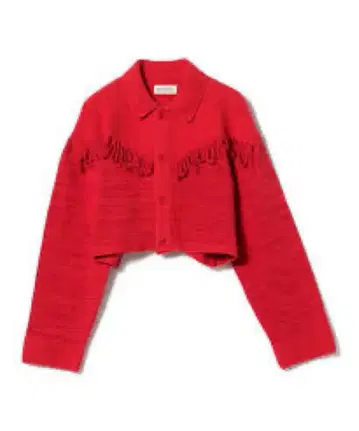 프린지 달린 빨간색 크롭 가디건