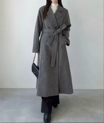 더블 버튼 플레어 롱 체스터 코트