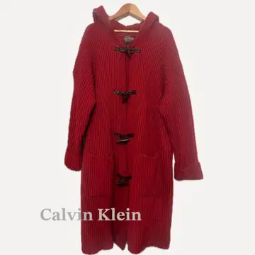 캘빈 클라인 빨간색 더플 코트 니트 가디건