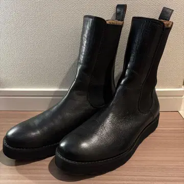 블랙 가죽 사이드 고어 부츠