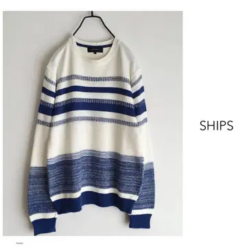 SHIPS [세탁 가능] 랜덤 그라데이션 보더 둥근넥 니트 일본제