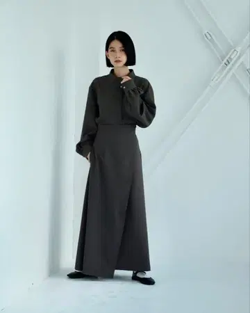 foufou 그레이 셋업 랩스커트 0 사이즈 S 사이즈