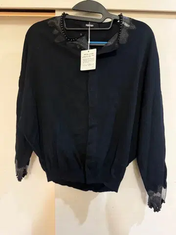 네넷 블랙 가디건 비즈 포함 미사용 택 포함