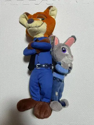 주토피아 닉 주디 봉제 인형 경찰 택 포함