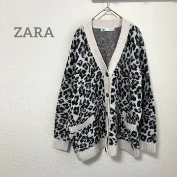 ZARA 자라 레오파드 무늬 V넥 가디건 니트