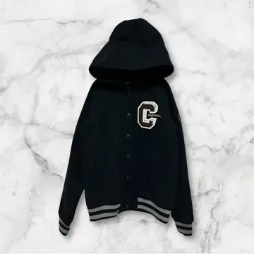 밀크 페도 후드 부착 바시티 자켓 C 자수 블랙 안감 퀼팅 S