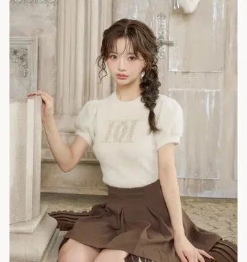 darich 팬시 비즈 DD 로고 니트탑