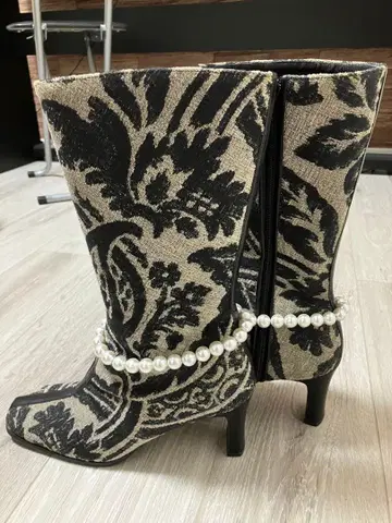 12월 16일까지, 초특가! 꽃무늬 패브릭 부티 (펄 장식)