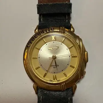 Crocodile 아날로그 손목시계 골드/블랙 (배터리 교환 필요)
