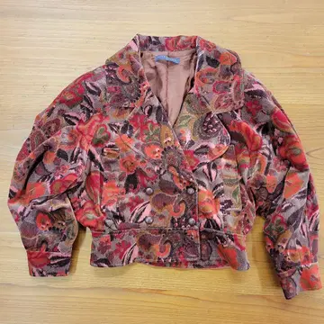 여성용 벨벳 꽃무늬 블루종 자켓