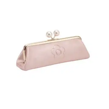 MARY QUANT 핑크 꽃 모티브 가마구치 펜 케이스