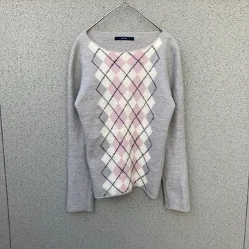 2978 [맥피] 아가일 니트 울 긴팔 그레이 계열