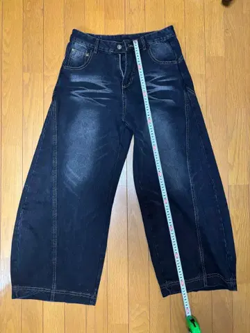 블랙 데님 팬츠 와이드 팬츠