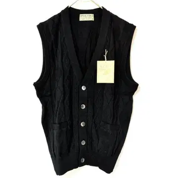 택 포함 APOY 블랙 올 패턴 니트 베스트 V넥 슬리브리스