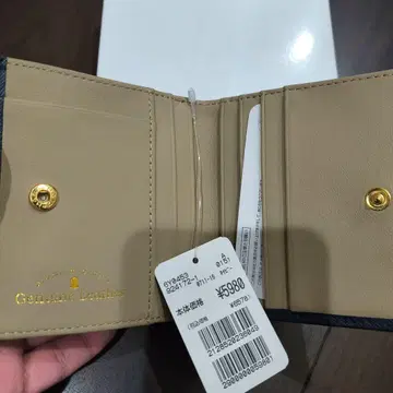 미사용 새상품 Genuine Leather 접이식 지갑 네이비 정품