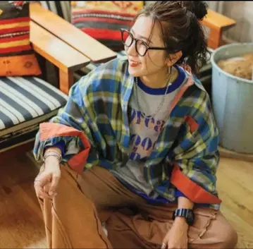 니코앤드 bewithMMisayo 컬러풀 체크 셔츠 블루 체크 새상품