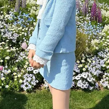 ZARA 스카이블루 트위드 셋업