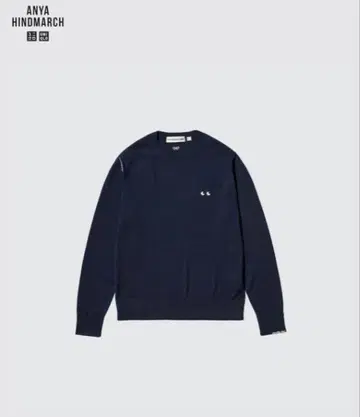 유니클로 ANYA HINDMARCH 네이비 메리노 크루넥 스웨터