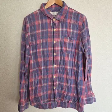 레미 레리프 긴팔 셔츠 파랑빨강 체크 일본제