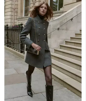 울 더블 브레스트 코트 xs zara