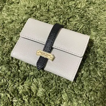 Samantha Thavasa 가죽 카드 케이스 화이트/블랙 새상품급