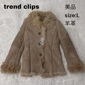 trend clips 무스탕 자켓 퍼 L 사이즈 양가죽 베이지