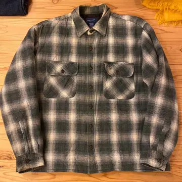TOWNCRAFT 옴브레 체크 무늬 긴팔 셔츠 L 사이즈
