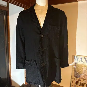 ISSEY MIYAKE 린넨 오픈 카라 셔츠