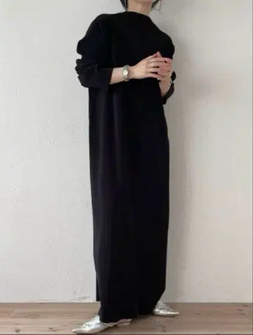 wee9s 데일리 슈퍼 스트레치 플리츠 원피스 블랙