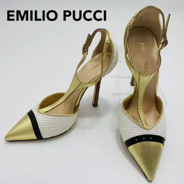 EMILIO PUCCI 에밀리오 푸치 이탈리아제 가죽 콤비 T 스트랩