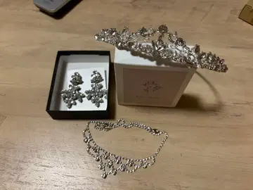 웨딩 티아라, 목걸이, 귀찌 3종 세트