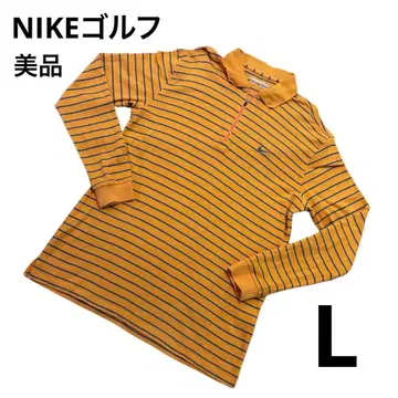 [새상품급] NIKE 골프 긴팔 피케 셔츠 골프웨어 보더 오렌지 L