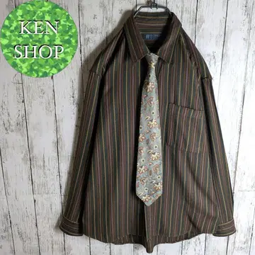 넥타이 셔츠 멀티 컬러 스트라이프 보태니컬 무늬 빈티지 구제 의류