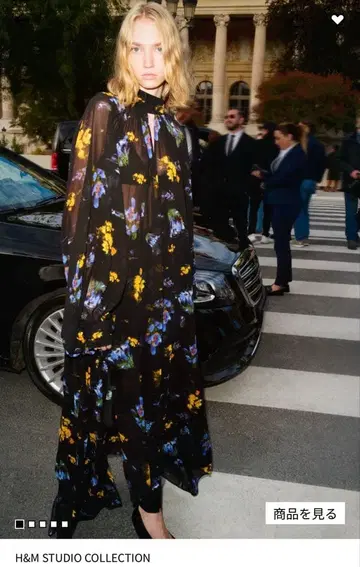 [ 미사용 ] H&M 플로럴 패턴 쉬폰 원피스