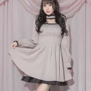 pium 초커 프릴 도리 원피스