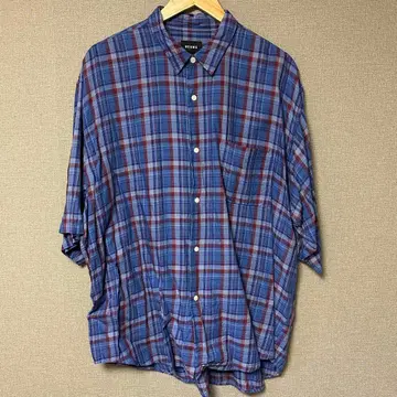 체크 이지 숏 슬리브 셔츠