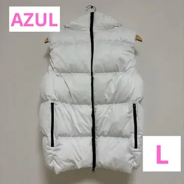 새상품급 화이트 후드 부착 다운 베스트 AZUL