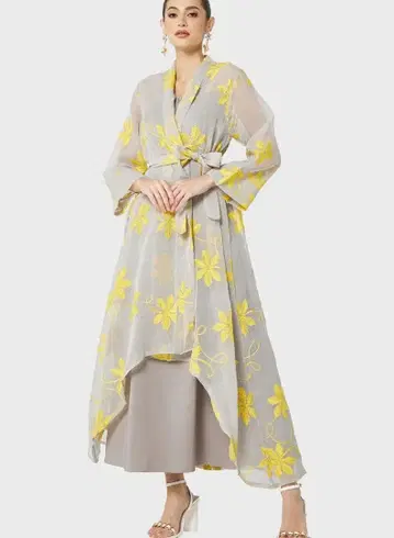 키자나 플로럴 오버레이 맥시 드레스