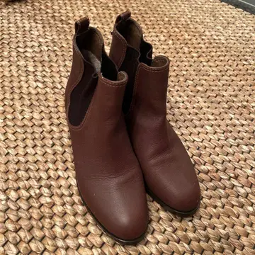 새상품급 긴자 카네마츠 천연 가죽 사이드 고어 부츠 23 브라운