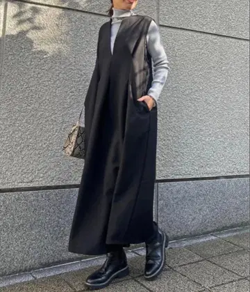 un dix cors 앤디콜 허리 턱 플레어 원피스