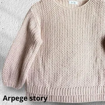 ArpegeStory 메쉬 니트 풀오버 라메 스팽글 핑크