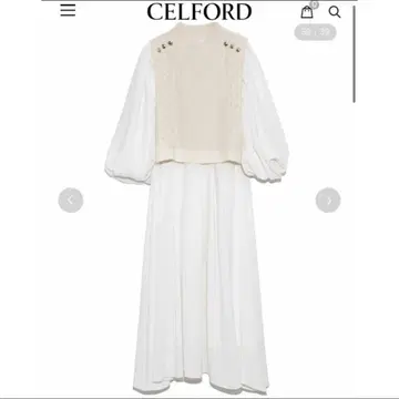 [ 새상품 ] 셀포드 니트 베스트 포함 화이트 원피스