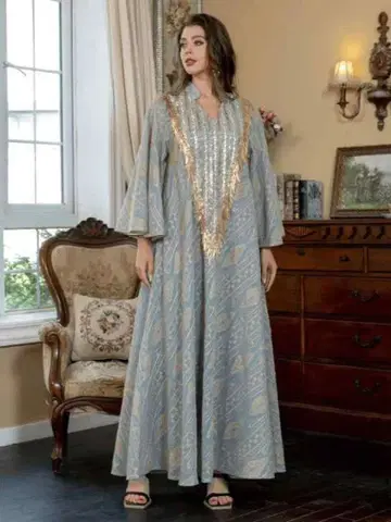 에스닉 원피스 여성용 롱 기장 하이웨스트 A라인 아바야