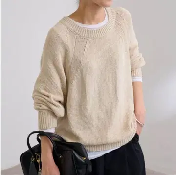 FRAMeWORK 린넨코튼 래글런 니트 베이지 프레임워크