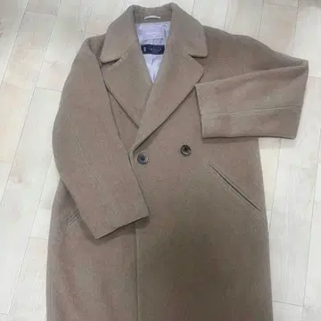 코코딜 울 혼방 더블 브레스트 롱 코트 베이지 롱 코트