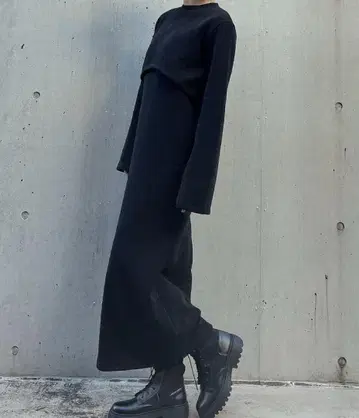 3WAY 롱 니트 원피스 BLACK