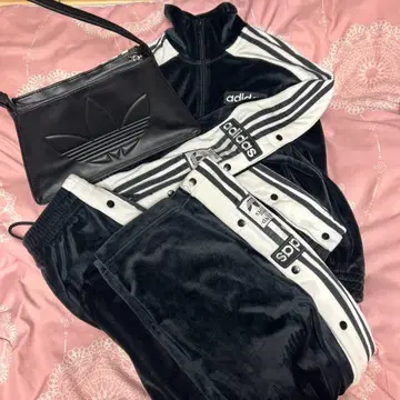 adidas 벨벳 저지 XS~S 블랙 화이트 토트백 세트
